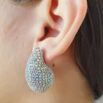 Brinco Folheado a Prata 925 Gota Cravejada