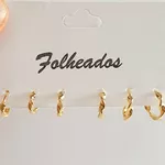 Kit De Mini Argolas Folheadas a Ouro 18K Onduladas 