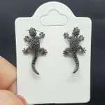 Brinco Folheado Zircônia Lagartixa Grafite Hematita 
