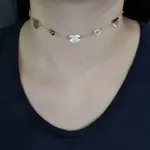 Colar Choker Folheado Dourado Coração 