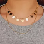 Colar Duplo Folheado a Ouro 18K Discos 
