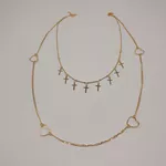 Colar Duplo Folheado a Ouro 18K Cruz 