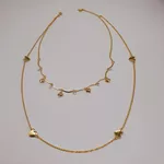 Colar Duplo Folheado a Ouro 18K Coração 