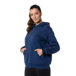 Moletom Canguru Feminino Azul Marinho com Capuz 