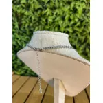 Choker Feminina Cor Prata Detalhe Esmaltado com Regulagem 