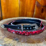 Bandinha de Couro Diamond Cascalho Vermelho para Chapéu Com Detalhes em Pedraria 