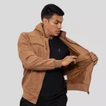 Jaqueta Masculina em Camurça com Capuz Removível Caramelo - Club 21 Country