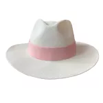 Chapéu Panamá Summer Aba Média Marfim Faixa Rosa