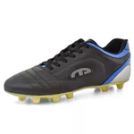 Chuteira Masculina Para Campo Trava Fixa Preto e Azul EGM