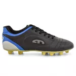 Chuteira Masculina Para Campo Trava Fixa Preto e Azul EGM