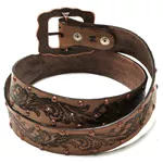 Cinto Country Feminino Floral 100% em Couro Legítimo