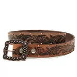 Cinto Country Feminino Floral 100% em Couro Legítimo