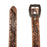 Cinto Country Feminino Floral 100% em Couro Legítimo