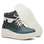 Coturno Feminino Plataforma Off White Fóssil Verde Água / Vacum Branco
