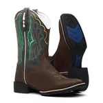 Bota Texana Feminina Bordado 719 Crazy Horse Café/Fossil Verde