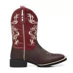 Bota Texana Feminina Bordado Tribal Bege Crazy Horse Café/Fossil Red