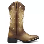 Bota Texana Feminina Bordado A905 Fóssil/Mostarda