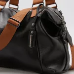 Bolsa grande ombro e transversal Preta com alça em gorgurão REF:DM-24G 
