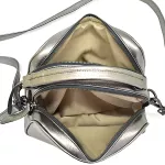 Bolsa Pequena 2 Zíper Couro Legítimo Inox