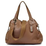 Bolsa Grande Couro Legitimo CARAMELO com alças transversal de GORGURÃO Caramelo DM-01G
