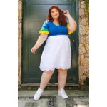 Blusa Manga 2 Babados Azul BRASIL - Plus Size