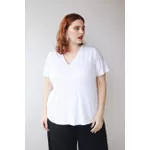 Blusa Podrinha Gola V Branca - Plus Size