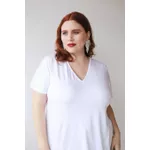 Blusa Podrinha Gola V Branca - Plus Size