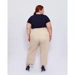 Calça Botões 2.0 Linho com Elastano Bege - Plus Size