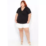 Blusa Algodão PIMA Gola V Preta - Plus Size