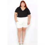 Blusa Algodão PIMA Gola V Preta - Plus Size