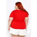Blusa Algodão PIMA Gola V Vermelha - Plus Size