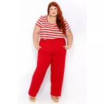 Calça Alfaiataria Vermelha - Plus Size