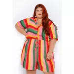 Short Viscose Listras Color - Plus Size