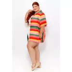 Camisa Manga Curta Listras Color - Plus Size