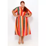 Vestido Chemise Viscose Listra Color - Plus Size