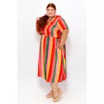 Vestido Chemise Viscose Listra Color - Plus Size