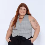 Colete Alfaiataria Xadrez - Plus Size