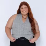 Colete Alfaiataria Xadrez - Plus Size