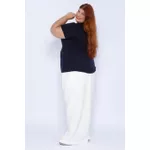 Blusa Algodão PIMA Gola V Azul Marinho - Plus Size