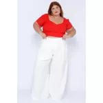 Top Laise Gola V com Manga Vermelho - Plus Size