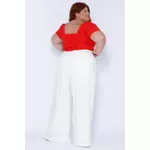 Top Laise Gola V com Manga Vermelho - Plus Size