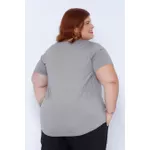 Blusa Podrinha Gola V CInza Viscose - Plus Size