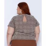 Blusa Bordada Marrom - Plus Size