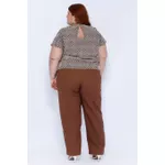 Calça Algodão com Elastano Marrom - Plus Size