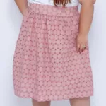 Saia Bordada Rosa - Plus Size