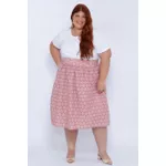 Saia Bordada Rosa - Plus Size