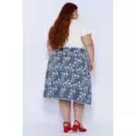 Saia Bordada Azul - Plus Size