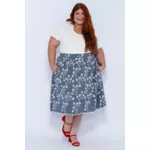 Saia Bordada Azul - Plus Size