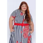 Vestido Chemise Viscose Listra Floral - Plus Size