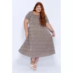 Vestido Bordado Marrom - Plus Size